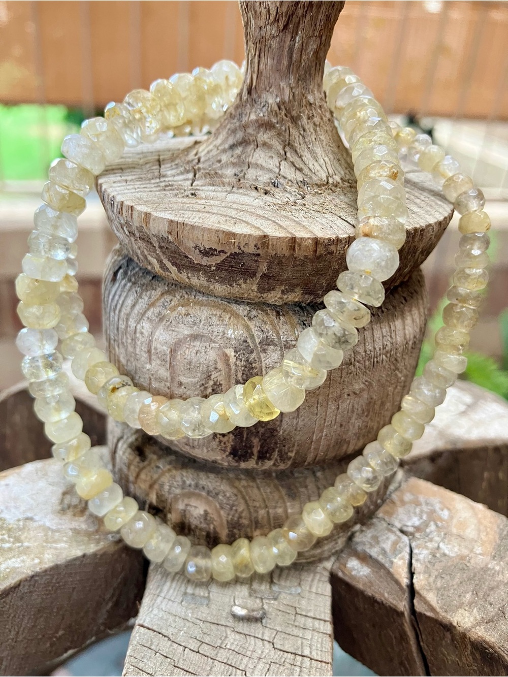 925 Faceted Golden Rutile (Rutilated) Quartz Beads Necklace Sterling